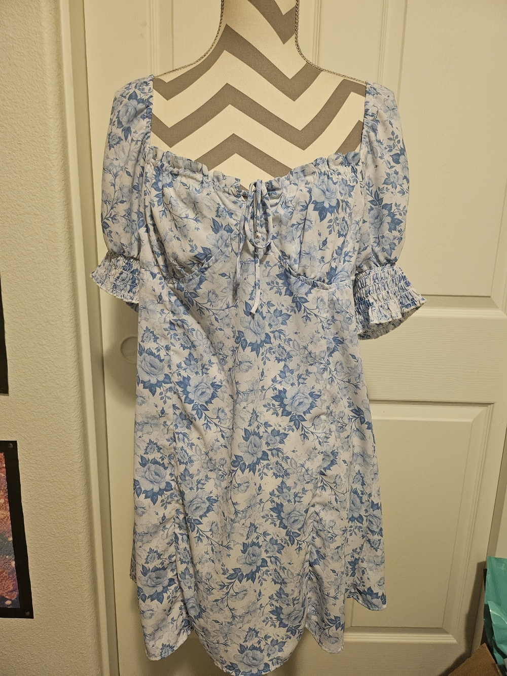 Trixxi Blue and White Floral Mini Dress